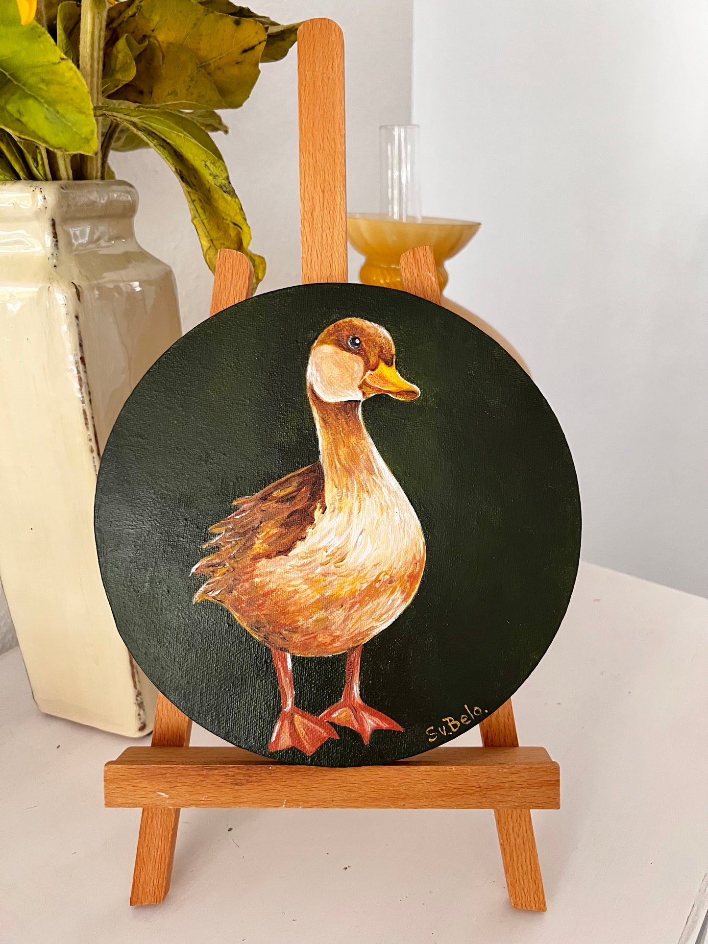"Elegant Duck on Dark" Canvas Painting
