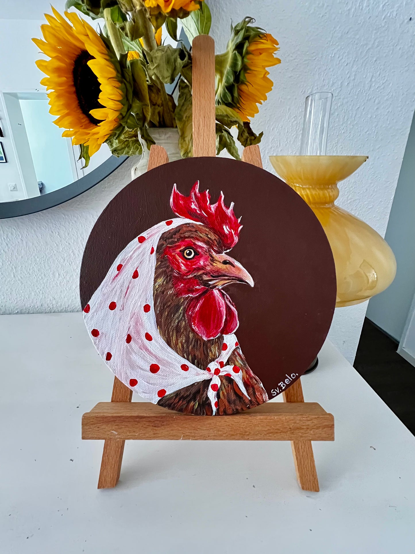 "Chicken Portrait with Scarf"