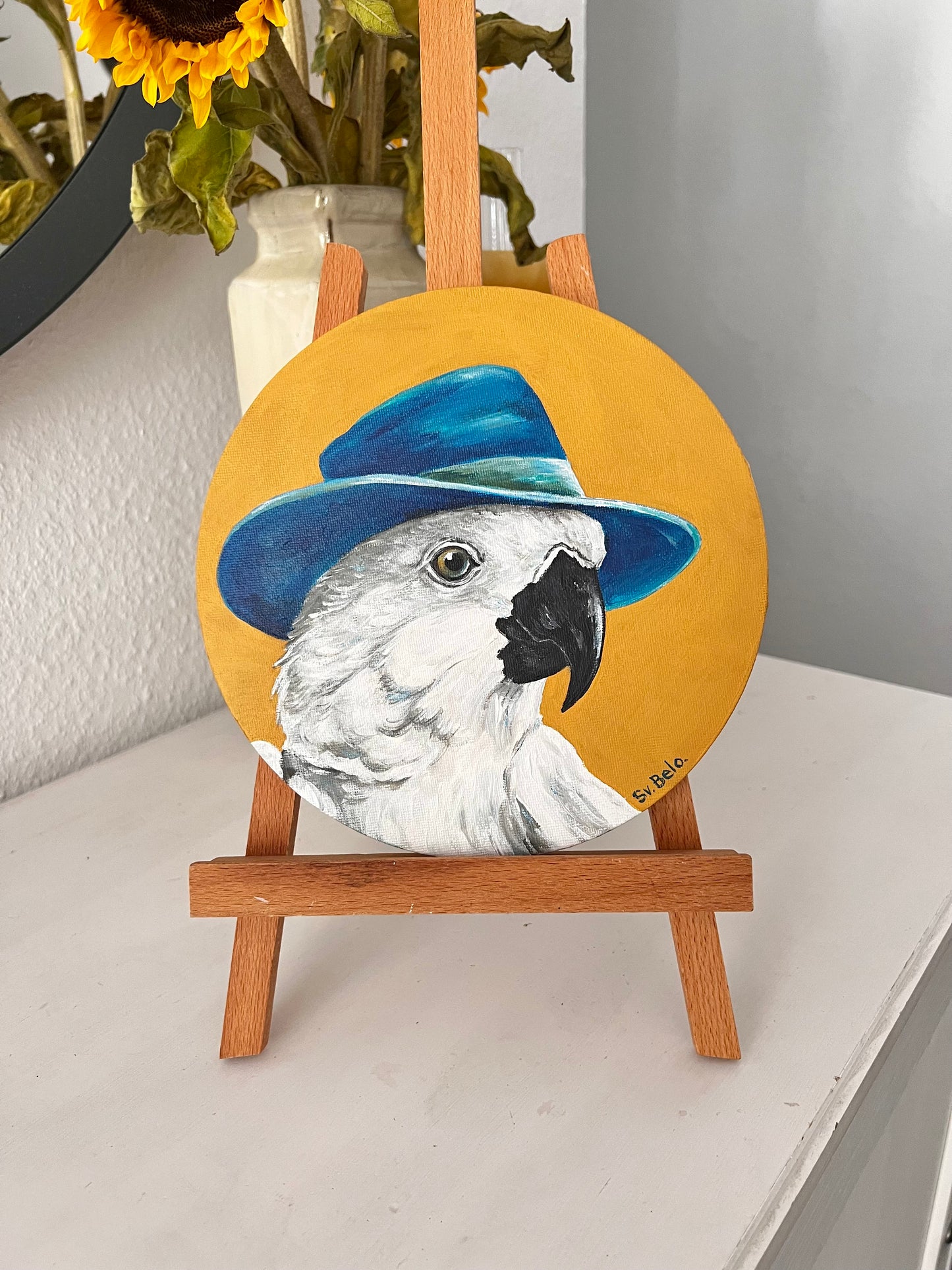 "Stylish Parrot with Blue Hat" Painting