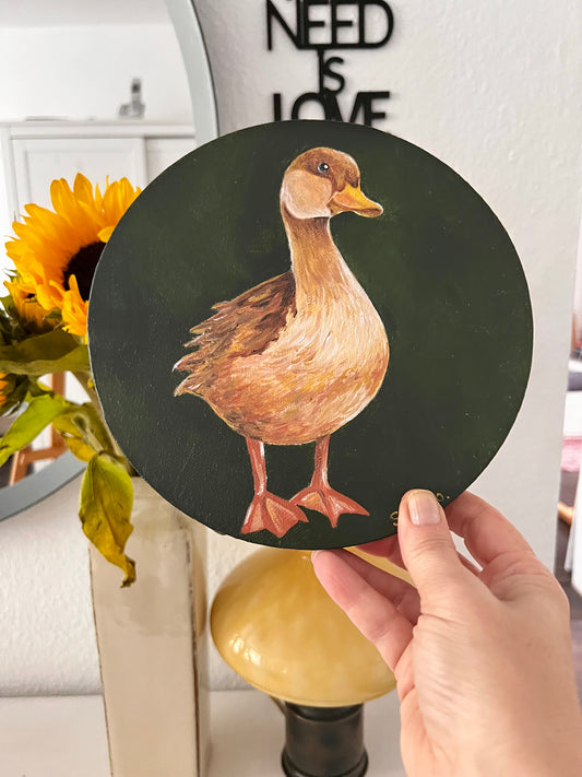 "Elegant Duck on Dark" Canvas Painting