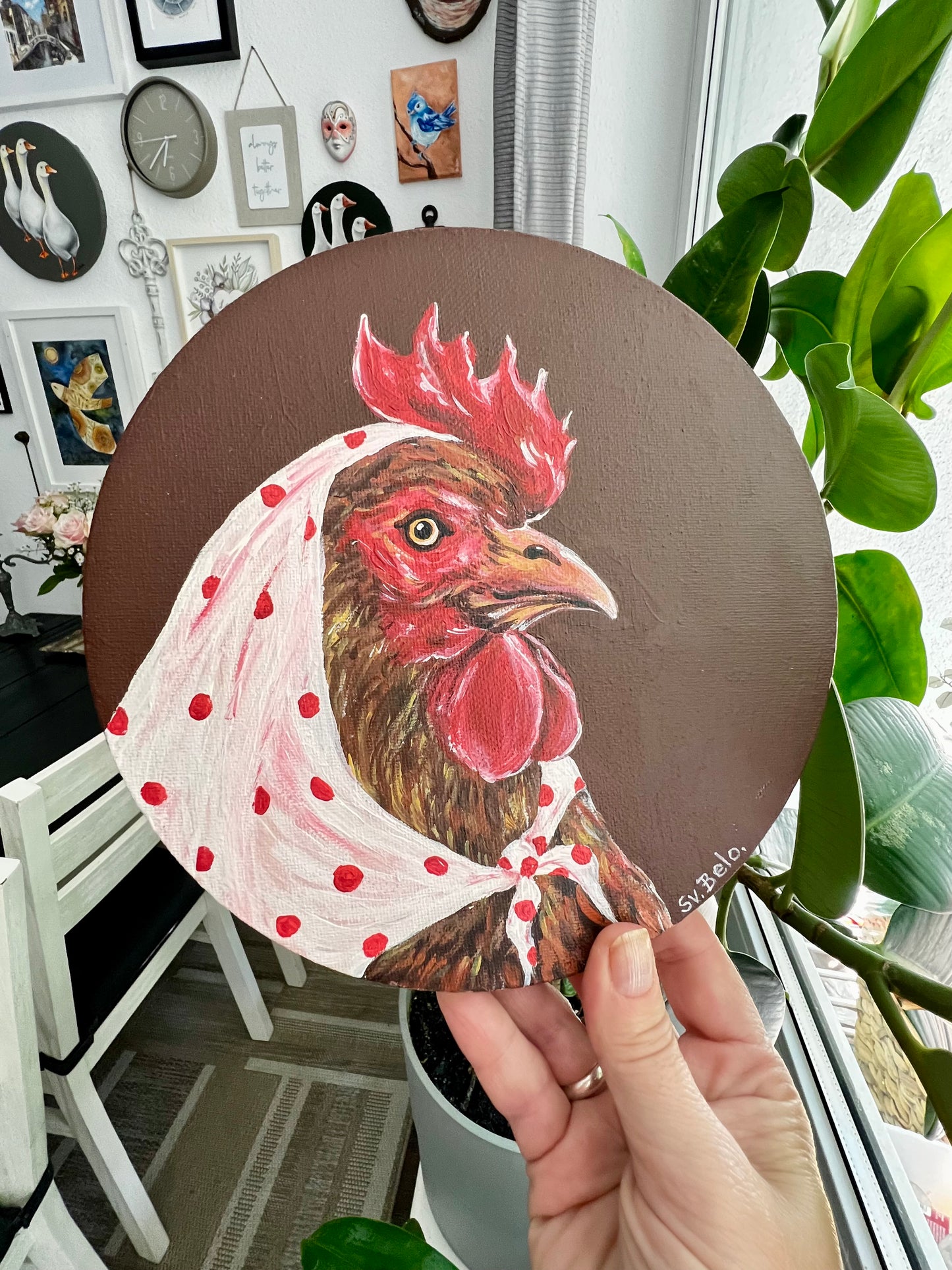 "Chicken Portrait with Scarf"