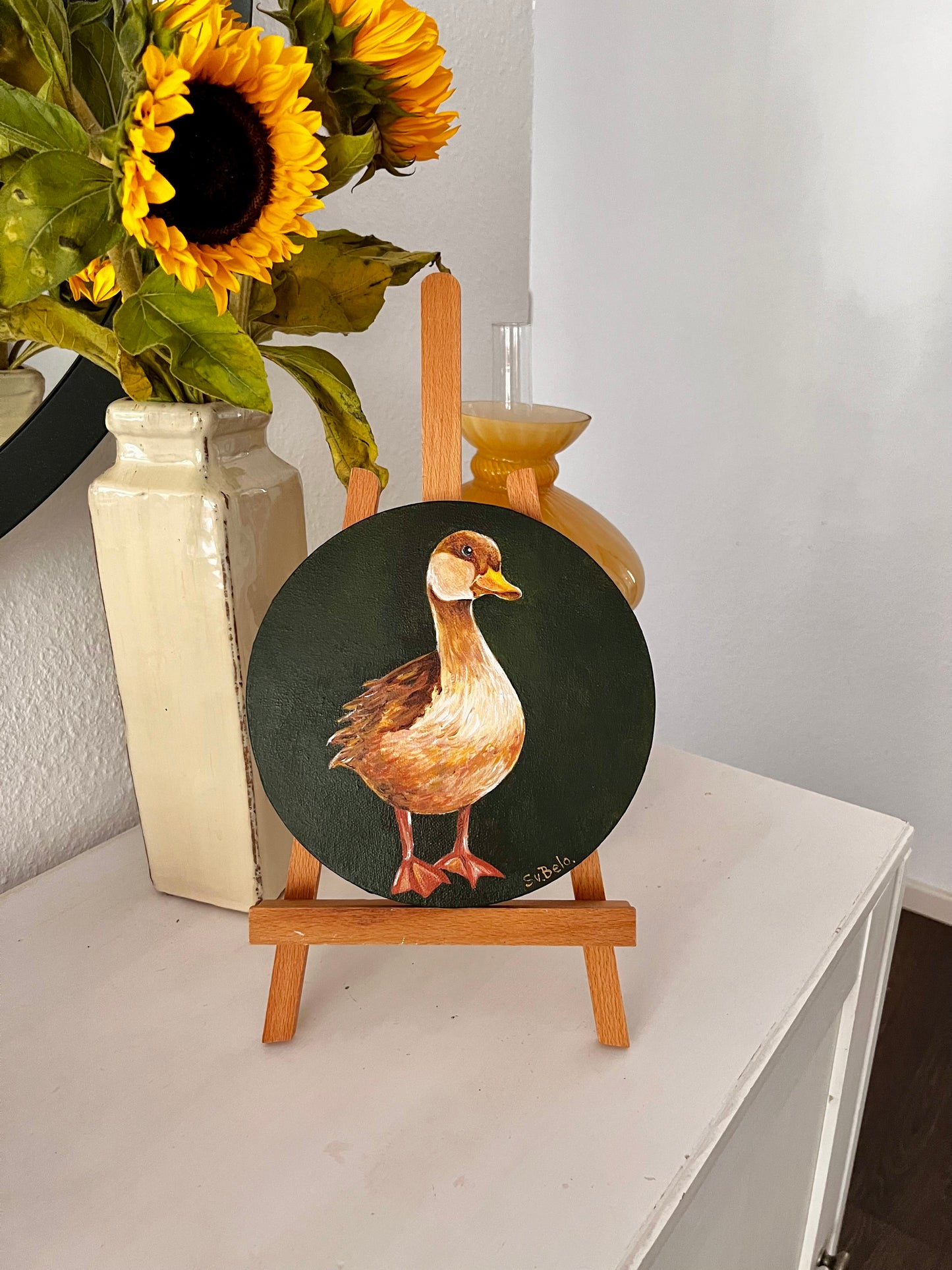 "Elegant Duck on Dark" Canvas Painting