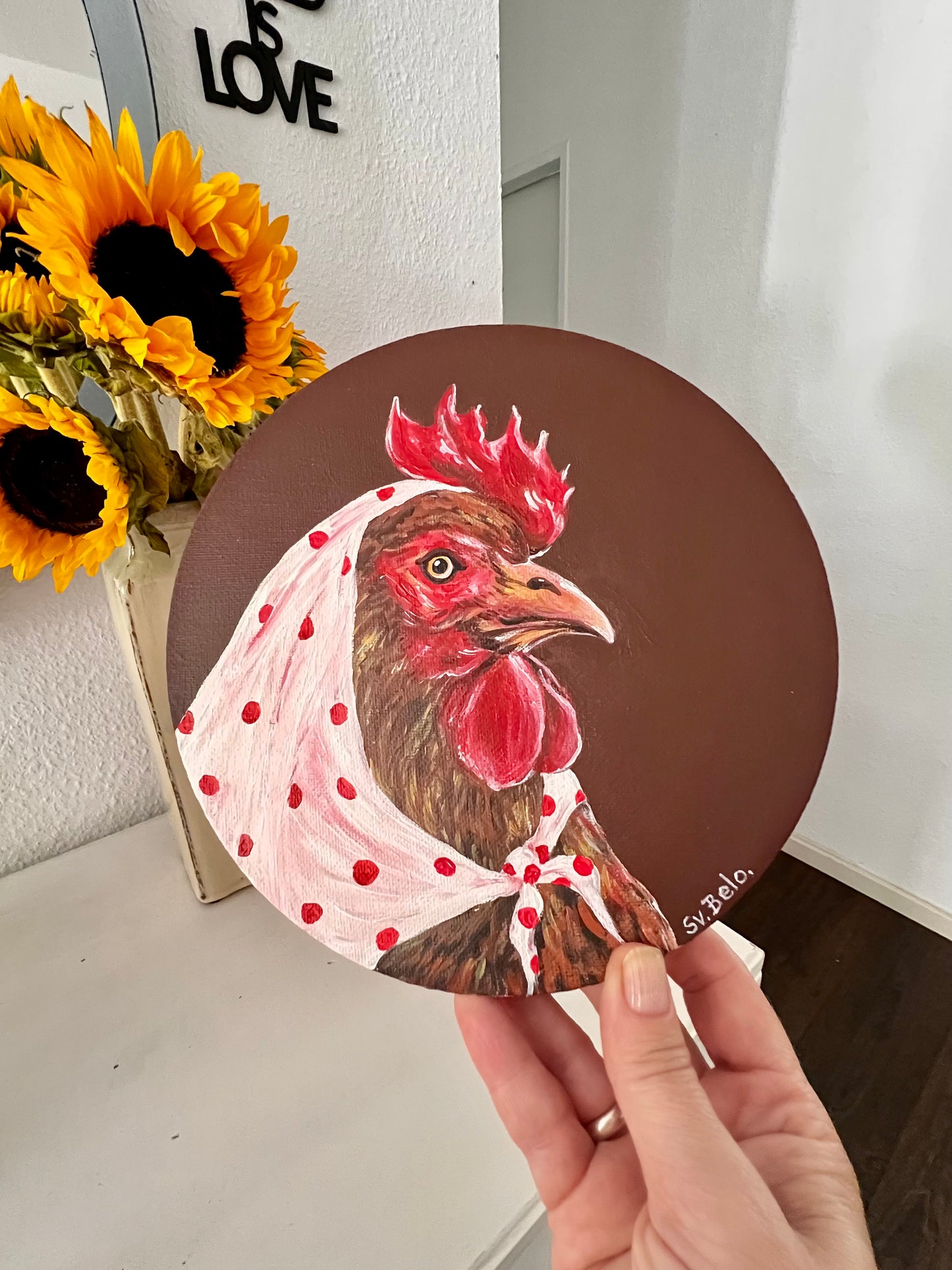 "Chicken Portrait with Scarf"