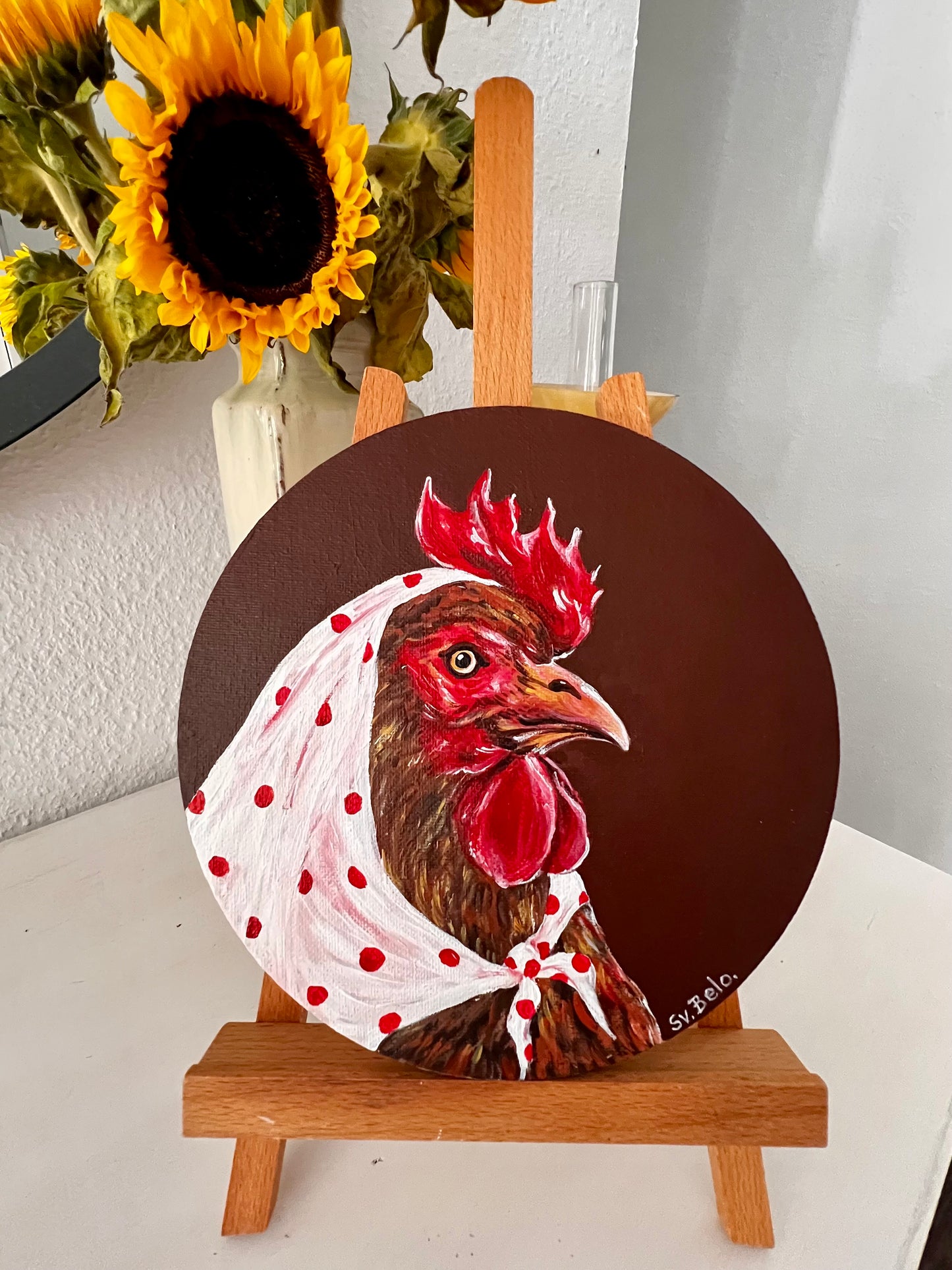 "Chicken Portrait with Scarf"