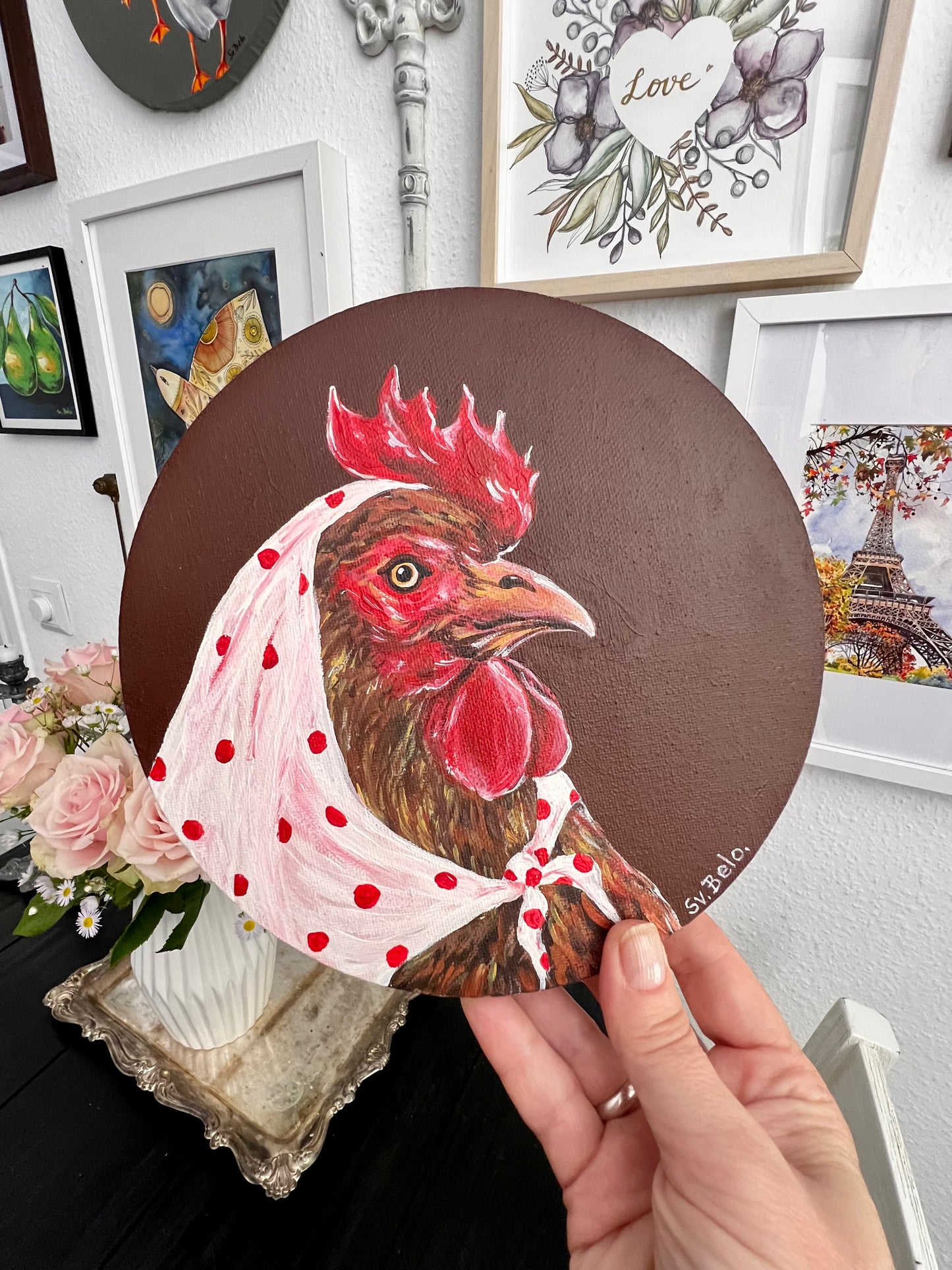 "Chicken Portrait with Scarf"