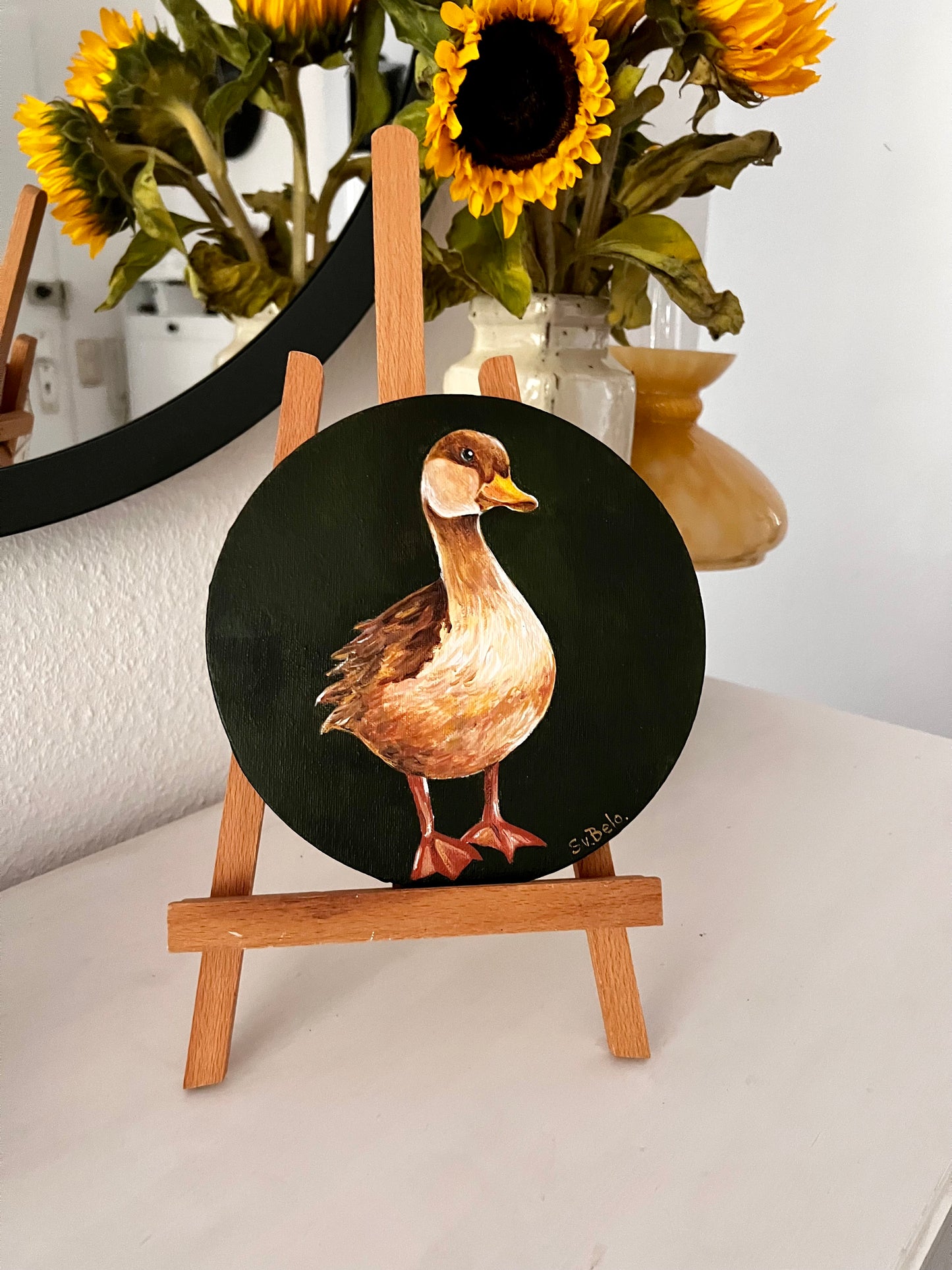 "Elegant Duck on Dark" Canvas Painting