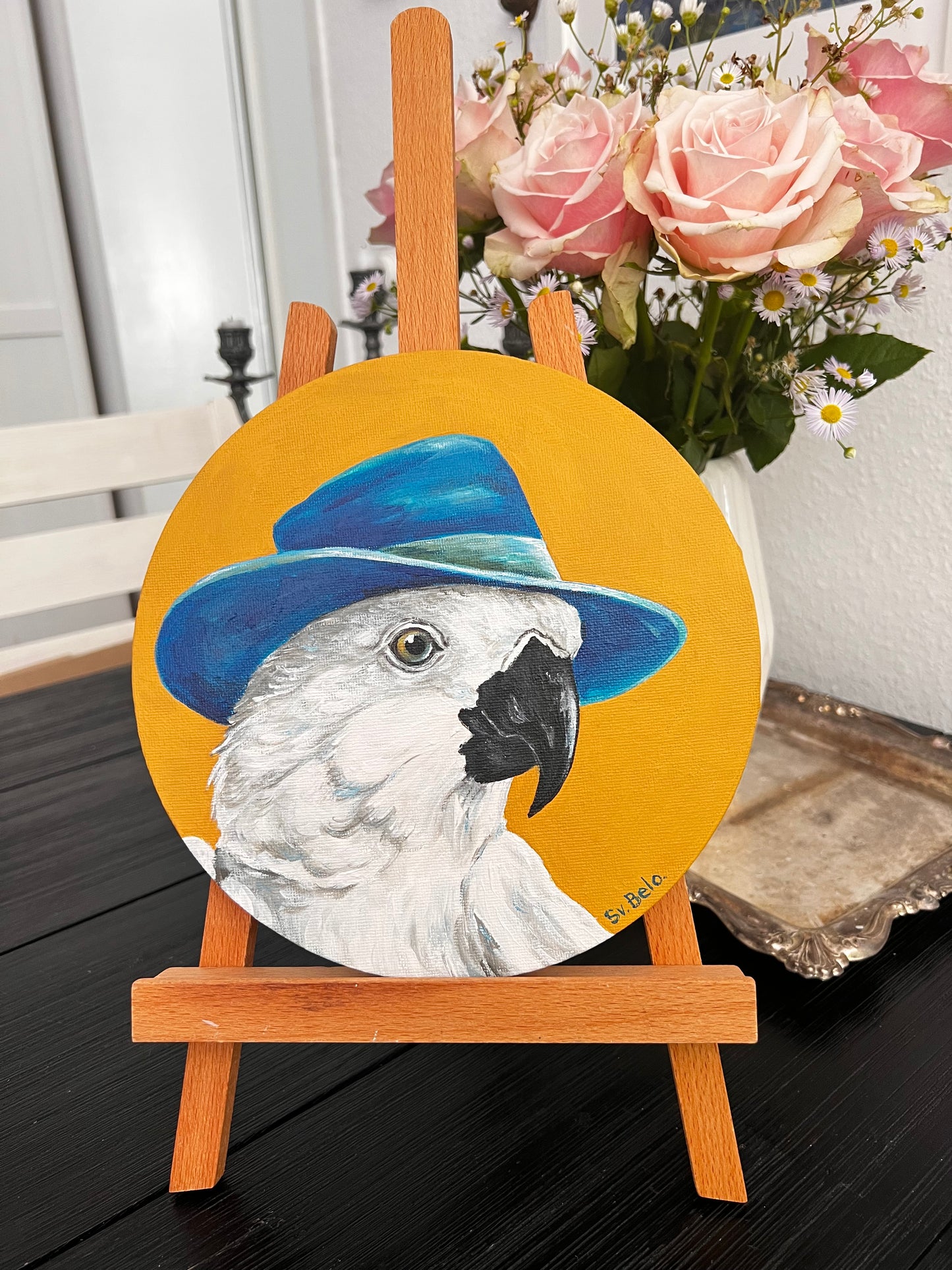 "Stylish Parrot with Blue Hat" Painting