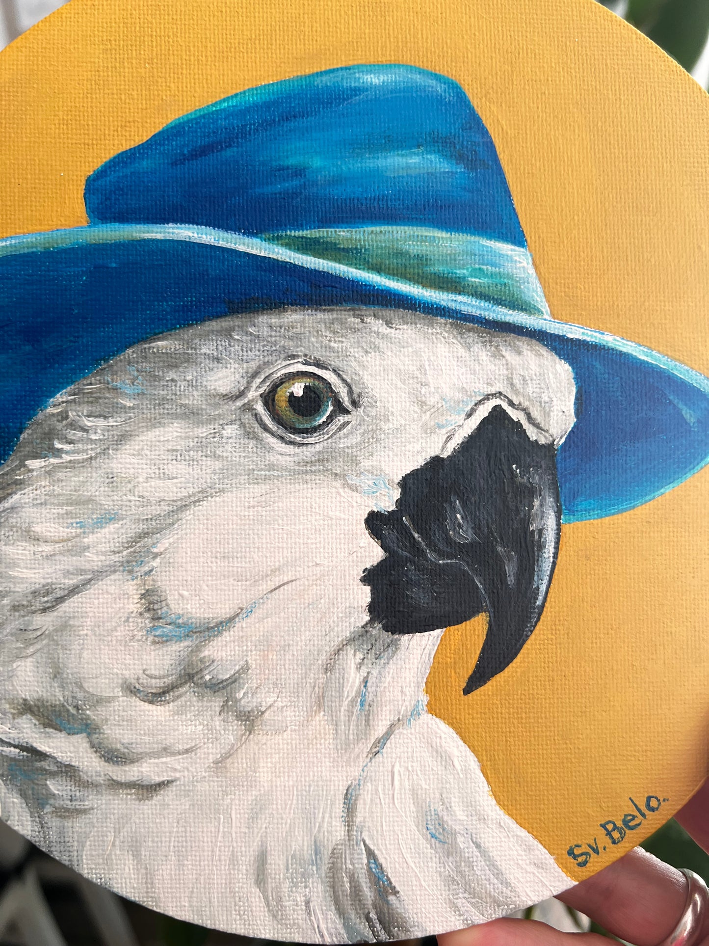 "Stylish Parrot with Blue Hat" Painting