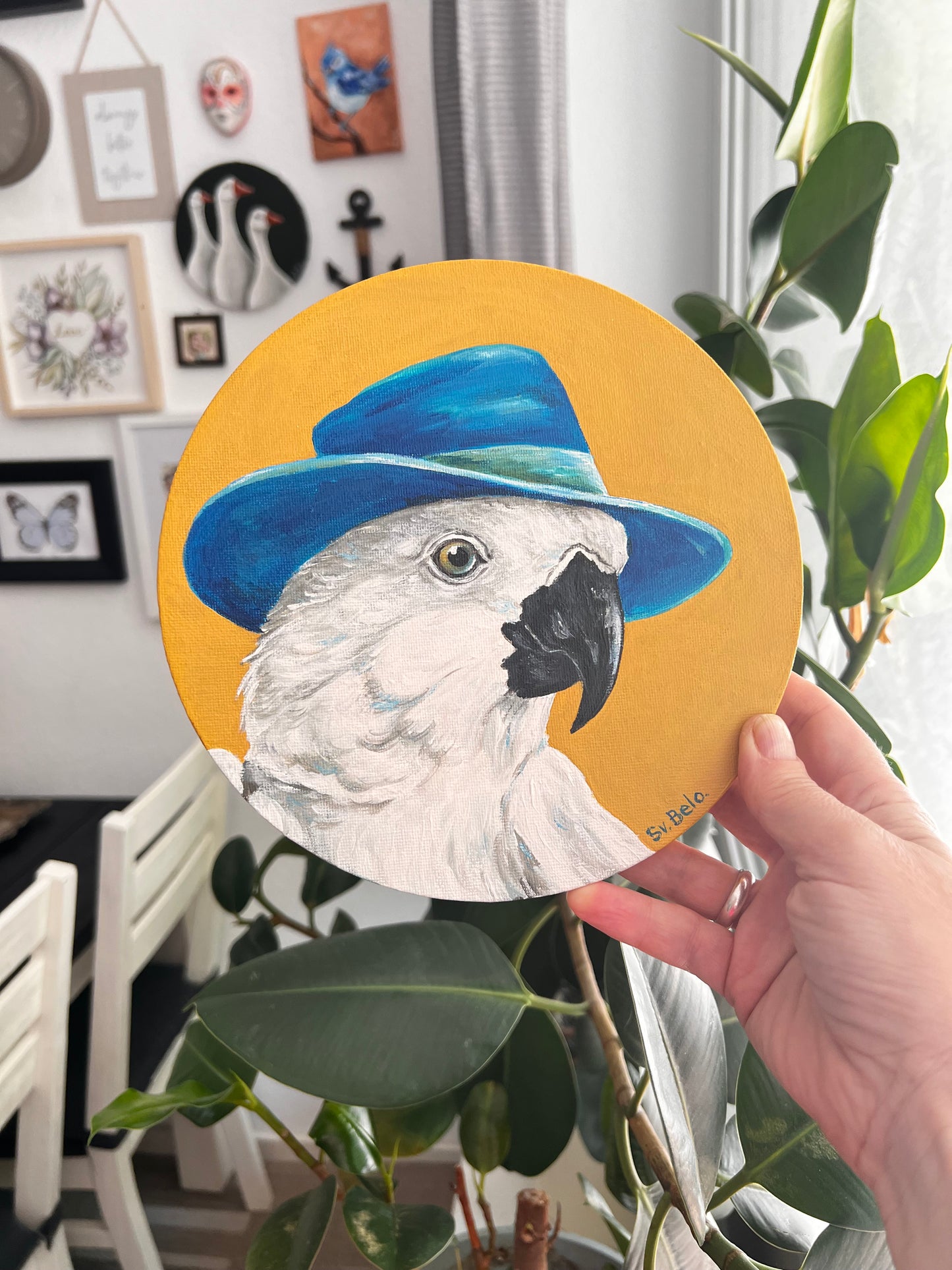 "Stylish Parrot with Blue Hat" Painting