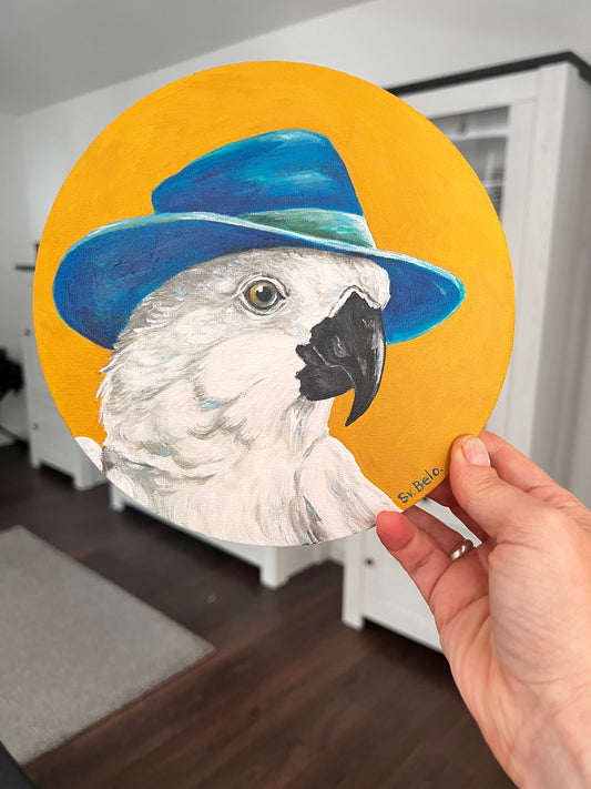 "Stylish Parrot with Blue Hat" Painting