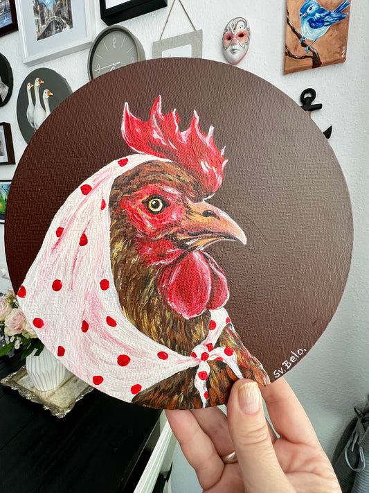 "Chicken Portrait with Scarf"