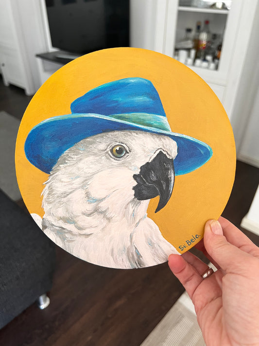 "Stylish Parrot with Blue Hat" Painting