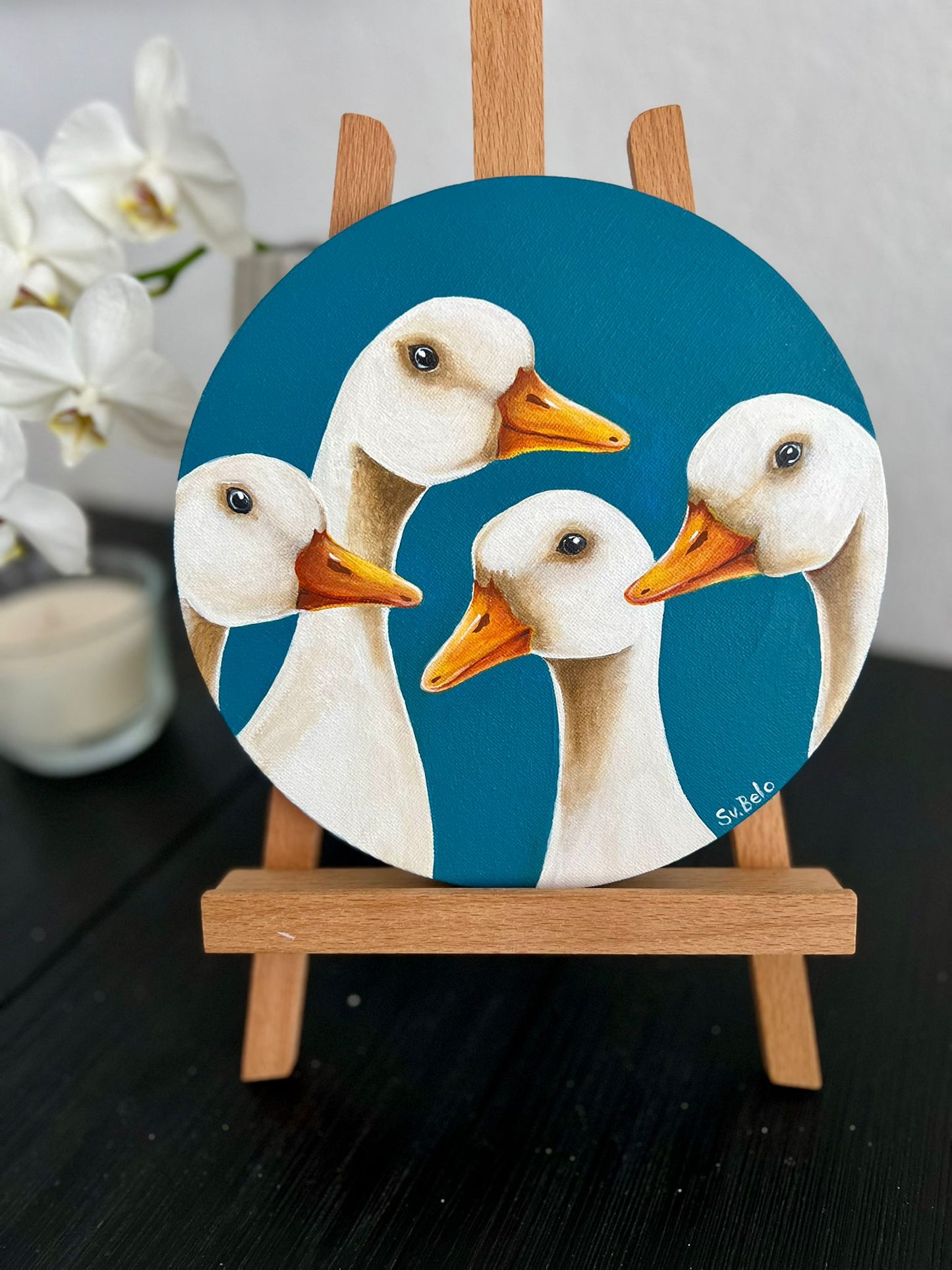 Classmates. Acrylic painting on canvas, round, 20 cm, gift idea, wall decoration, decoration of country house.