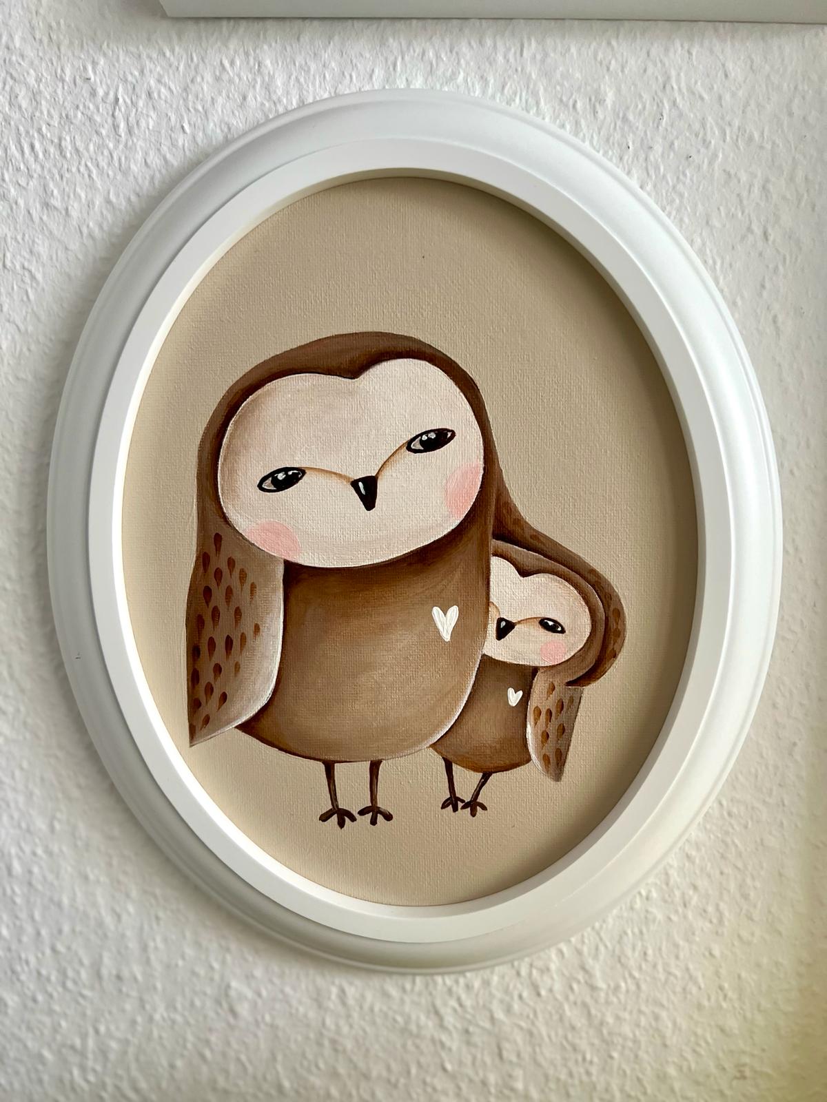 "Mom is always there for you! Acrylic painting, oval, canvas, 20*25 cm, gift idea, wall decoration, home decor, gift for loving and beloved mom.