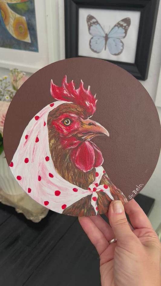 "Chicken Portrait with Scarf"